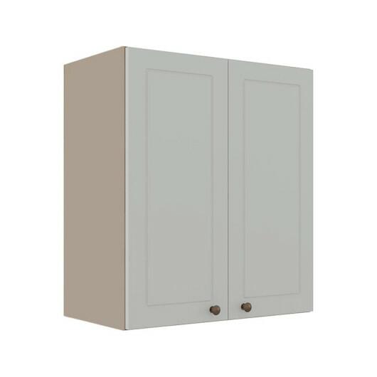 Módulo Armário Aéreo 68x60x34cm 2 Portas 100% MDF Cozinha Modulada Provence Robel Fendi/Branco Matte