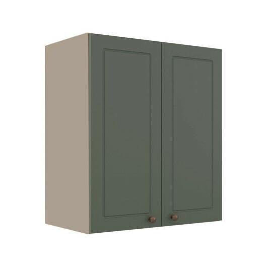 Módulo Armário Aéreo 68x60x34cm 2 Portas 100% MDF Cozinha Modulada Provence Robel Fendi/Salvia Matte