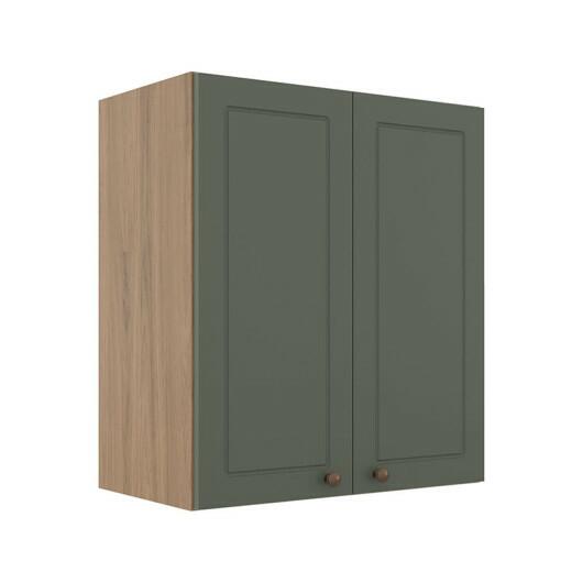 Módulo Armário Aéreo 68x60x34cm 2 Portas 100% MDF Cozinha Modulada Provence Robel Hanover/Salvia Matte