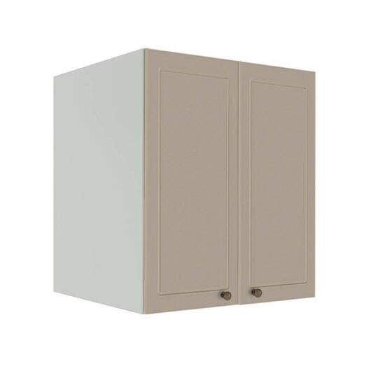 Módulo Armário Aéreo 68x60x56cm 2 Portas 100% MDF Cozinha Provence Robel Branco/Fendi Matte
