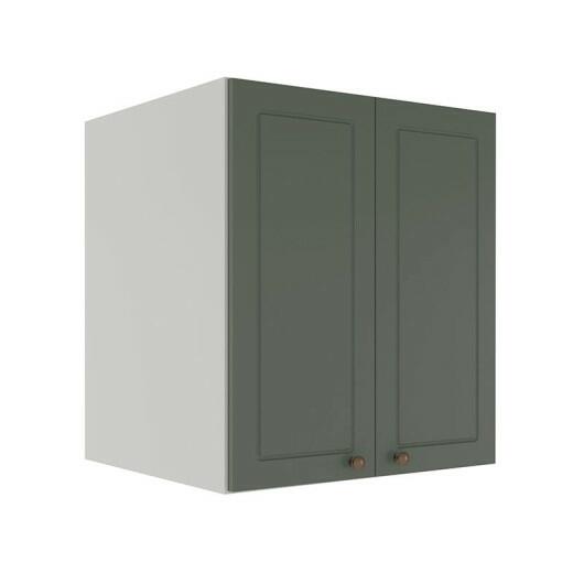 Módulo Armário Aéreo 68x60x56cm 2 Portas 100% MDF Cozinha Provence Robel Branco/Sálvia Matte