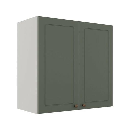 Módulo Armário Aéreo 68x70x34cm 2 Portas 100% MDF Cozinha Modulada Provence Robel Branco/Salvia Matte