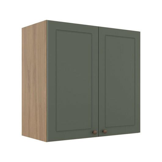 Módulo Armário Aéreo 68x70x34cm 2 Portas 100% MDF Cozinha Modulada Provence Robel Hanover/Salvia Matte