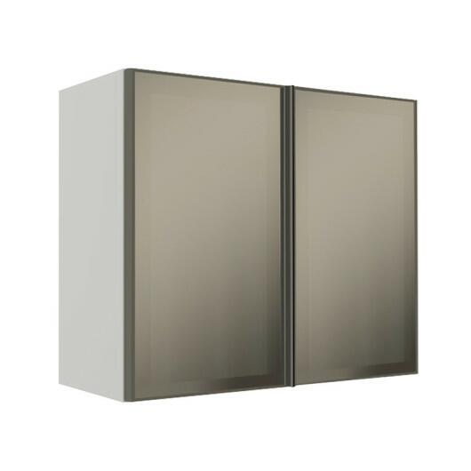 Módulo Armário Aéreo 68x80x34cm 2 Portas Vidro Reflecta Cozinha Modulada Robel Branco