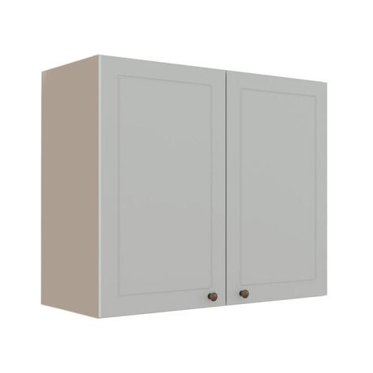 Módulo Armário Aéreo 68x80x34cm 2 Portas 100% MDF Cozinha Modulada Provence Robel Fendi/Branco Matte
