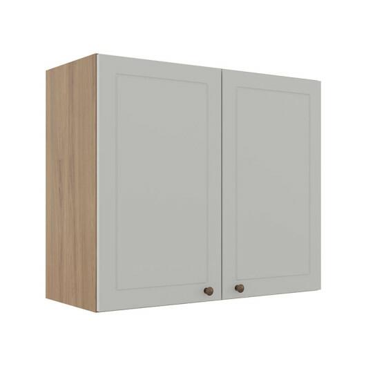 Módulo Armário Aéreo 68x80x34cm 2 Portas 100% MDF Cozinha Modulada Provence Robel Hanover/Branco Matte