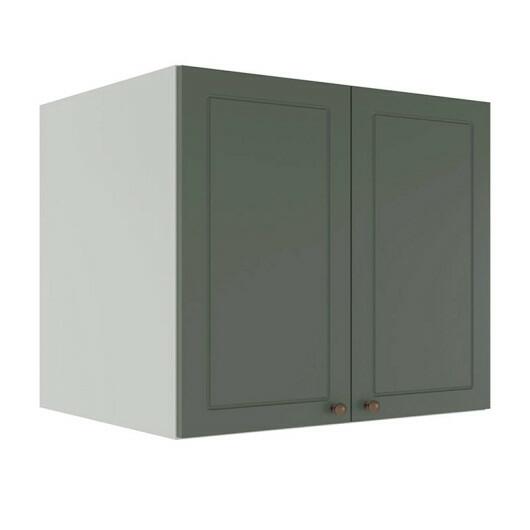 Módulo Armário Aéreo 68x80x56cm 2 Portas 100% MDF Cozinha Provence Robel Branco/Sálvia Matte