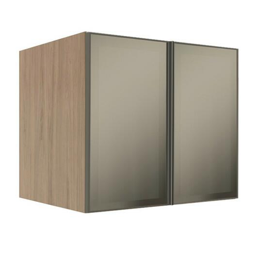 Módulo Armário Aéreo 68x80x56cm 2 Portas Vidro Reflecta Cozinha Modulada Robel Hanover