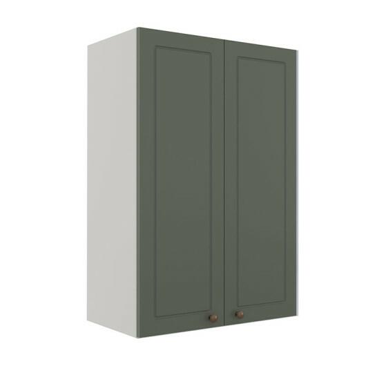 Módulo Armário Aéreo 88x60x34cm 2 Portas 100% MDF Cozinha Provence Robel Branco/Salvia Matte