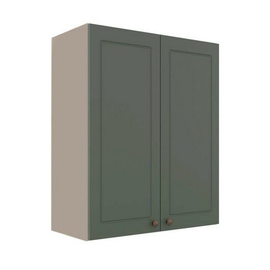 Módulo Armário Aéreo 88x70x34cm 2 Portas 100% MDF Cozinha Provence Robel Fendi/Salvia Matte