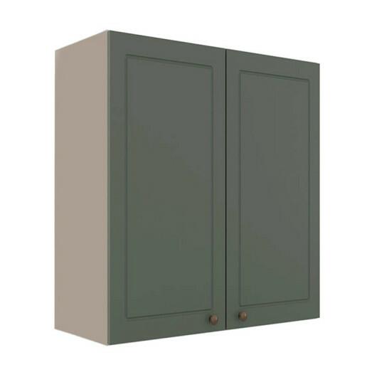 Módulo Armário Aéreo 88x80x34cm 2 Portas 100% MDF Cozinha Provence Robel Fendi/Salvia Matte