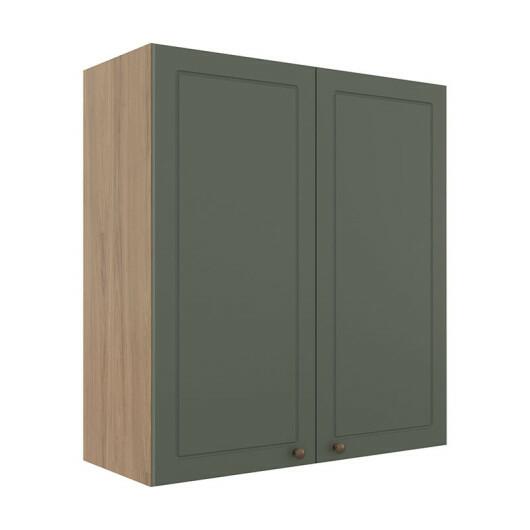 Módulo Armário Aéreo 88x80x34cm 2 Portas 100% MDF Cozinha Provence Robel Hanover/Salvia Matte