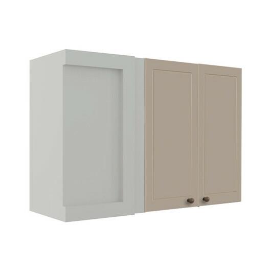 Módulo Armário Aéreo Canto Reto 68x100x34cm 100% MDF Cozinha Provence Robel Branco/Fendi Matte