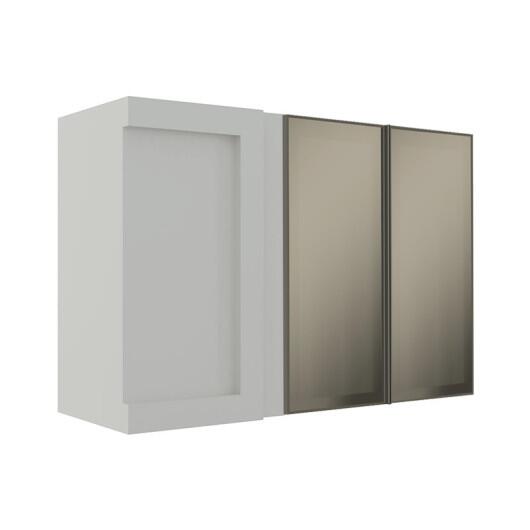 Armário Aéreo Canto Reto 68x100x36 Vidro Reflecta Cozinha Modulada Robel Branco