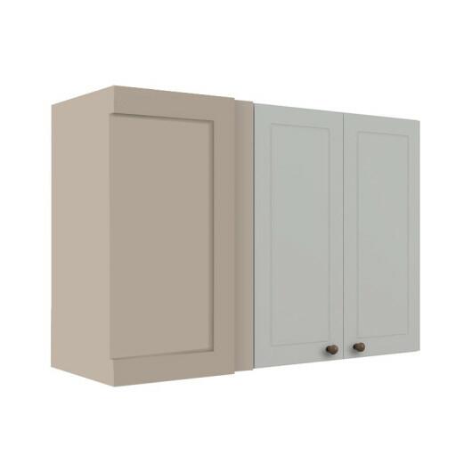Módulo Armário Aéreo Canto Reto 68x100x34cm 100% MDF Cozinha Provence Robel Fendi/Branco Matte