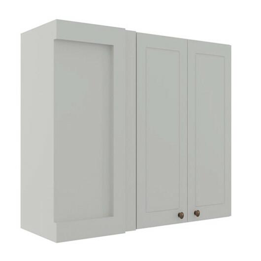 Módulo Armário Aéreo Canto Reto 88x100x34cm 100% MDF Cozinha Provence Robel Branco/Branco Matte