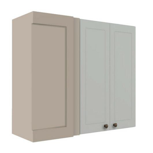 Módulo Armário Aéreo Canto Reto 88x100x34cm 100% MDF Cozinha Provence Robel Fendi/Branco Matte