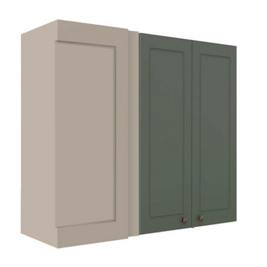 Módulo Armário Aéreo Canto Reto 88x100x34cm 100% MDF Cozinha Provence Robel Fendi/Salvia Matte
