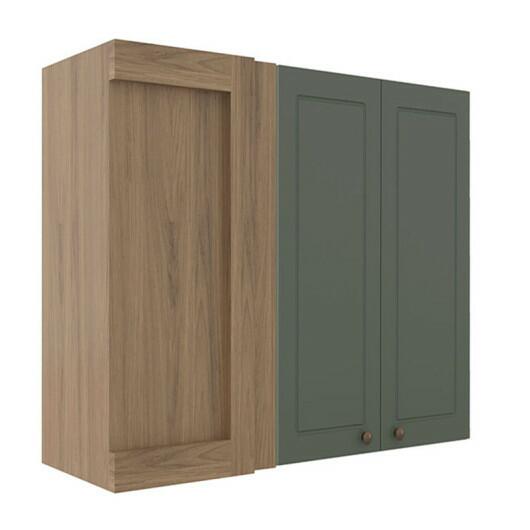 Módulo Armário Aéreo Canto Reto 88x100x34cm 100% MDF Cozinha Provence Robel Hanover/Salvia Matte