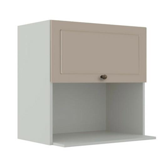 Módulo Armário Aéreo Nicho Micro-Ondas 68x70x43cm 100% MDF Cozinha Provence Robel Branco/Fendi Matte