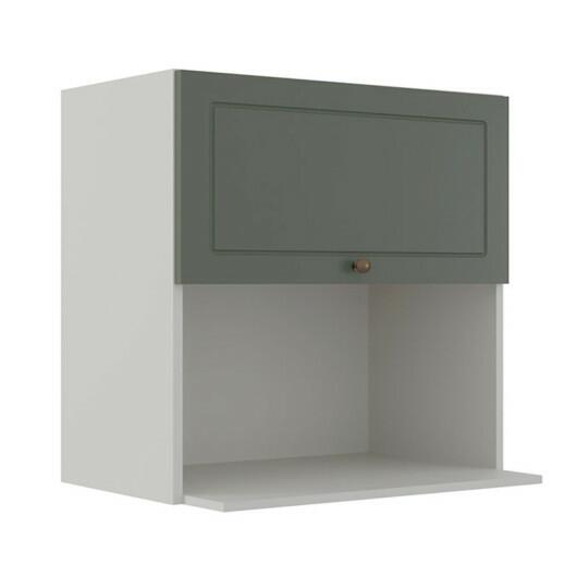 Módulo Armário Aéreo Nicho Micro-Ondas 68x70x43cm 100% MDF Cozinha Provence Robel Branco/Salvia Matte