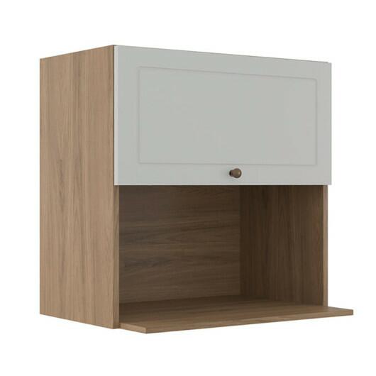 Módulo Armário Aéreo Nicho Micro-Ondas 68x70x43cm 100% MDF Cozinha Provence Robel Hanover/Branco Matte