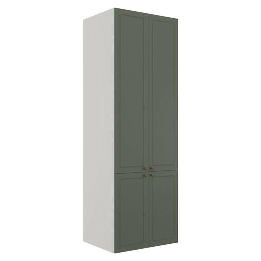 Módulo Paneleiro 208x70x56cm 4 Portas 100% MDF Cozinha Provence Robel Branco/Salvia Matte
