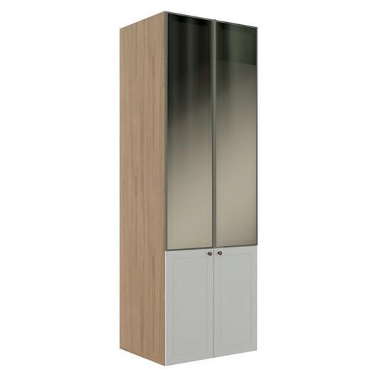 Módulo Paneleiro 208x70x56cm 4P Com Vidro Reflecta Cozinha Provence Robel Hanover/Branco Matte