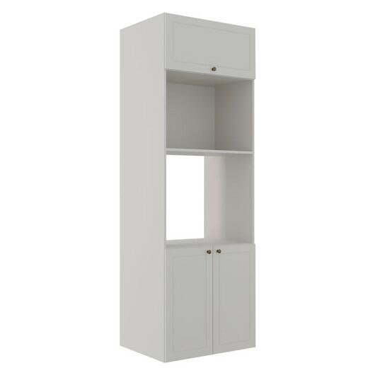 Módulo Torre Quente 208x70x56cm Micro-Ondas Forno 100% MDF Cozinha Provence Robel Branco/Branco Matte
