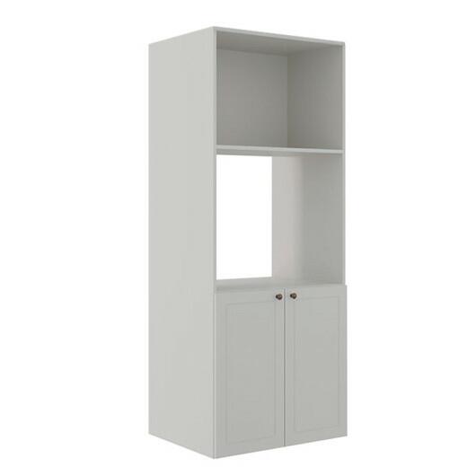 Módulo Torre Quente 172x70x56cm Micro-Ondas Forno 100% MDF Cozinha Provence Robel Branco/Branco Matte