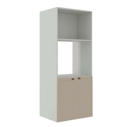 Módulo Torre Quente 172x70x56cm Micro-Ondas Forno 100% MDF Cozinha Provence Robel Branco/Fendi Matte