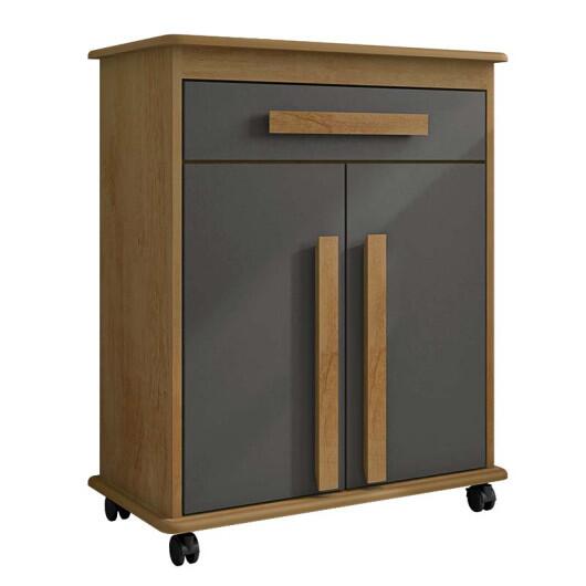 Buffet Balcão Pequeno Multiuso 75cm 2 Portas Chile RV Móveis Cinamomo/Grafite