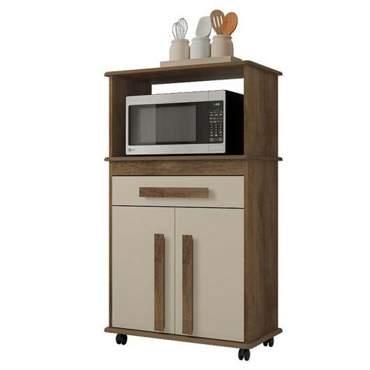 Balcão Multiuso Para Micro-ondas ou Forno 74cm Toronto RV Móveis Freijó/Off White