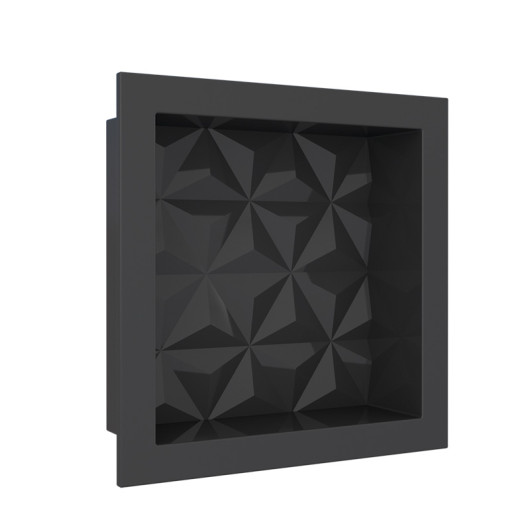 Nicho Parede Para Banheiro 30x30x10 Mármore Sintético Cozimax Preto Textura