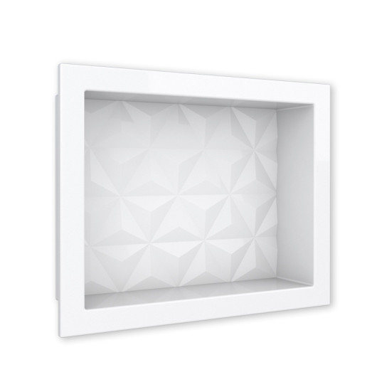Nicho Parede Para Banheiro 40x30x10 Mármore Sintético Cozimax Branco Textura
