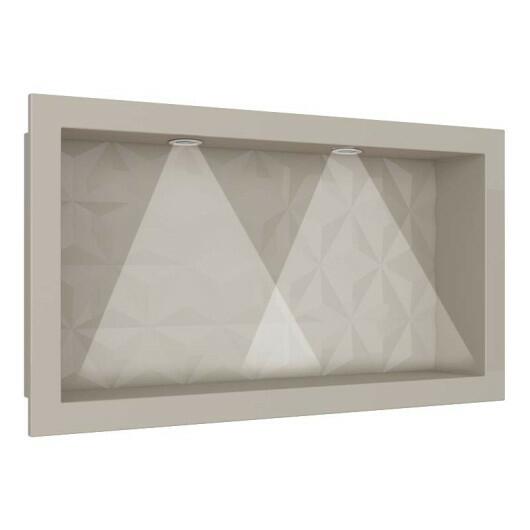 Nicho Para Banheiro Com LED 60x30 Mármore Sintético Cozimax Bege Textura