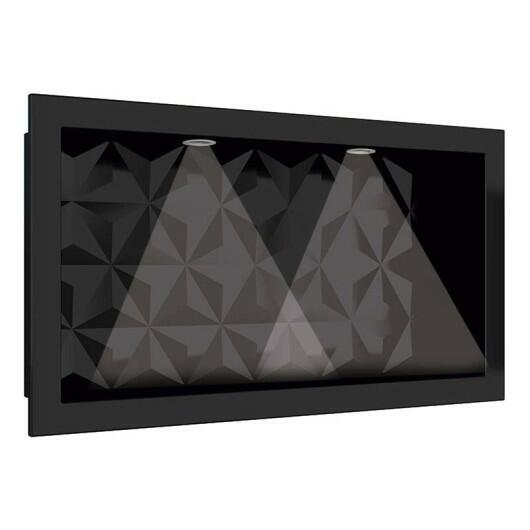 Nicho Para Banheiro Com LED 60x30 Mármore Sintético Cozimax Preto Textura