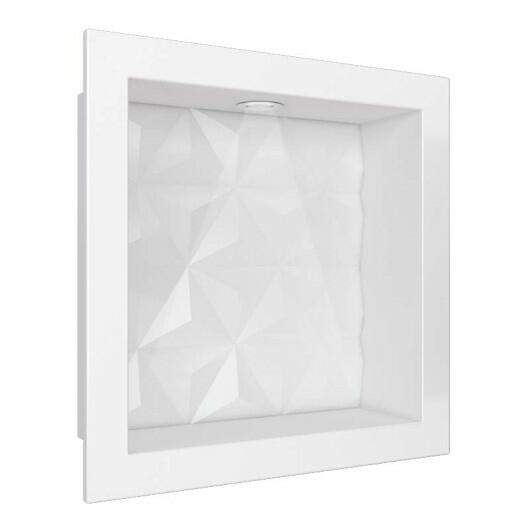 Nicho Para Banheiro 30x30 Com LED Mármore Sintético Cozimax Branco Textura