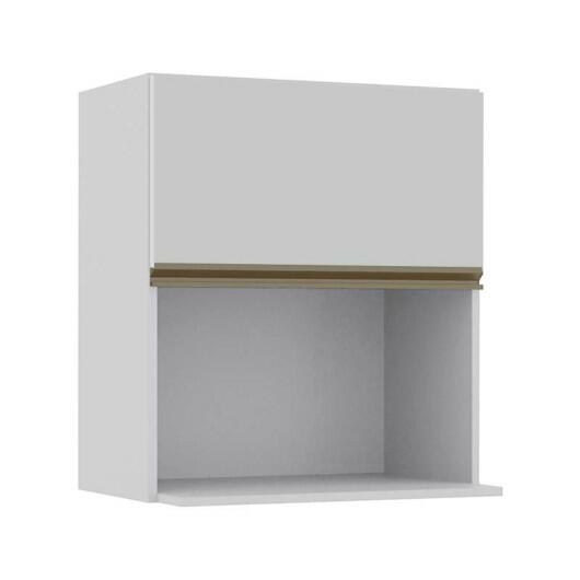 Módulo Armário Aéreo Nicho Micro-Ondas 68x60x43cm 100% MDF Cozinha Modulada Gold J Robel Branco/Branco Matte