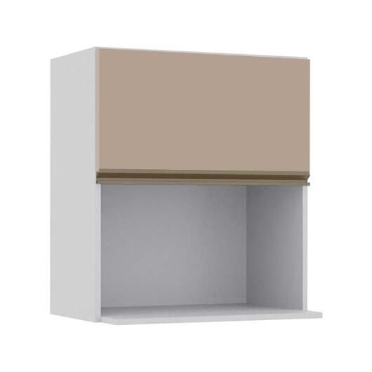 Módulo Armário Aéreo Nicho Micro-Ondas 68x60x43cm 100% MDF Cozinha Modulada Gold J Robel Branco/Fendi Matte