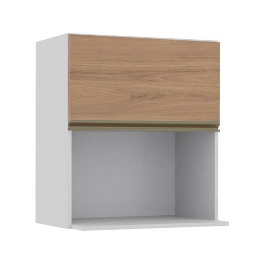 Módulo Armário Aéreo Nicho Micro-Ondas 68x60x43cm 100% MDF Cozinha Modulada Gold J Robel Branco/Hanover