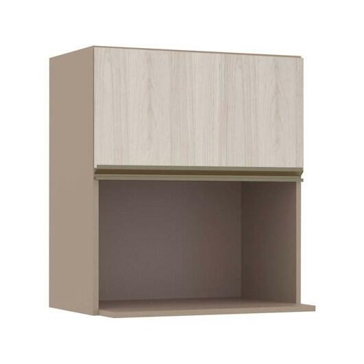 Módulo Armário Aéreo Nicho Micro-Ondas 68x60x43cm 100% MDF Cozinha Modulada Gold J Robel Fendi/Aspen