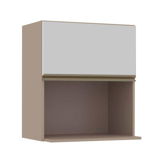 Módulo Armário Aéreo Nicho Micro-Ondas 68x60x43cm 100% MDF Cozinha Modulada Gold J Robel Fendi/Branco Matte