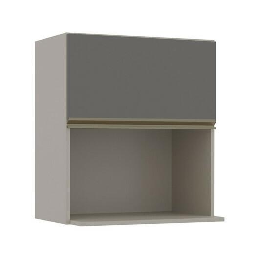 Módulo Armário Aéreo Nicho Micro-Ondas 68x60 100% MDF Cozinha Modulada Gold Robel Fendi/Cinza