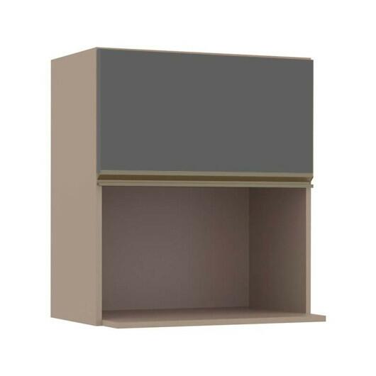 Módulo Armário Aéreo Nicho Micro-Ondas 68x60x43cm 100% MDF Cozinha Modulada Gold J Robel Fendi/Cinza Matte