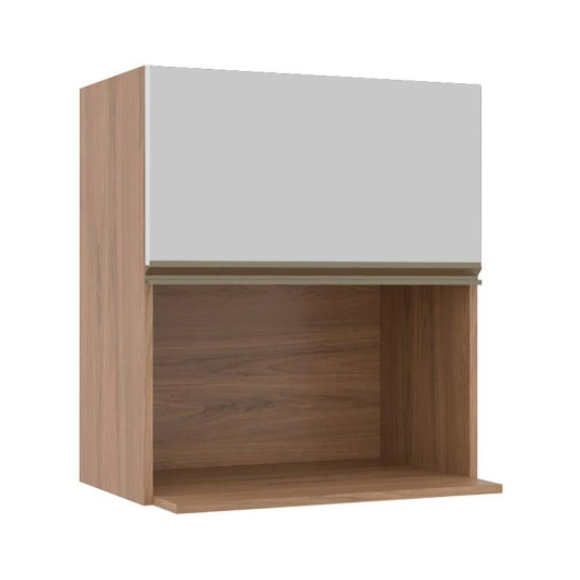 Módulo Armário Aéreo Nicho Micro-Ondas 68x60x43cm 100% MDF Cozinha Modulada Gold J Robel Hanover/Branco Matte