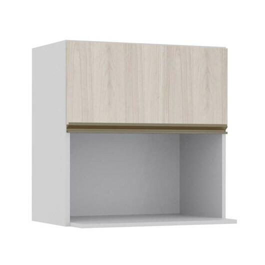 Módulo Armário Aéreo Nicho Micro-Ondas 68x70x43cm 100% MDF Cozinha Modulada Gold J Robel Branco/Aspen