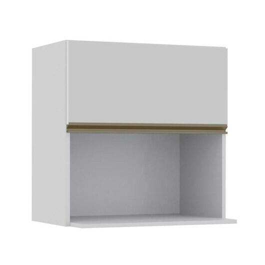 Módulo Armário Aéreo Nicho Micro-Ondas 68x70x43cm 100% MDF Cozinha Modulada Gold J Robel Branco/Branco Matte