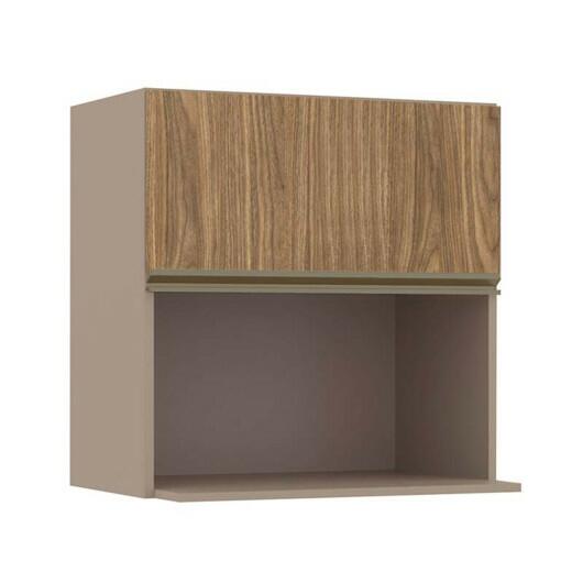 Módulo Armário Aéreo Nicho Micro-Ondas 68x70x43cm 100% MDF Cozinha Modulada Gold J Robel Fendi/Amendoeira BP