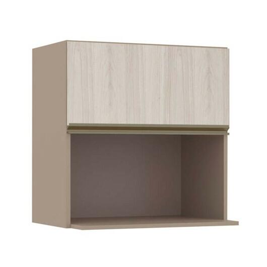 Módulo Armário Aéreo Nicho Micro-Ondas 68x70x43cm 100% MDF Cozinha Modulada Gold J Robel Fendi/Aspen